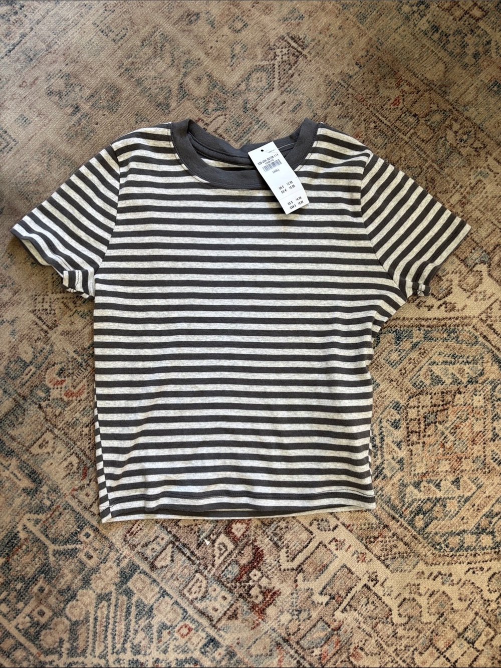 Hollister Women's crop tee‎ Heather & Charcoal Striped | size Small nwt